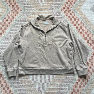 Everlane Half-Zip Sweatshirt- Beige - Medium